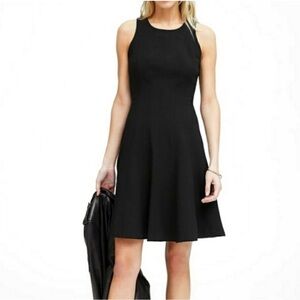 White House Black Market Black Sleeveless Fit-and-Flare Dress size 10